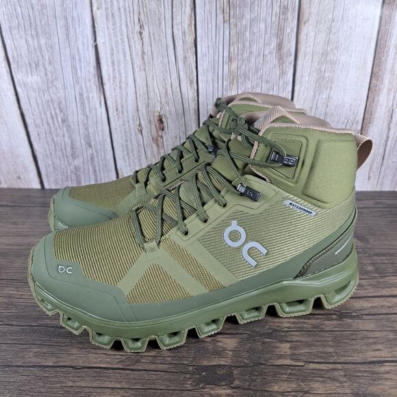 On Cloud CloudRock Waterproof Olive Hiking Boot Sneaker Women's Sz 7 (VGC)